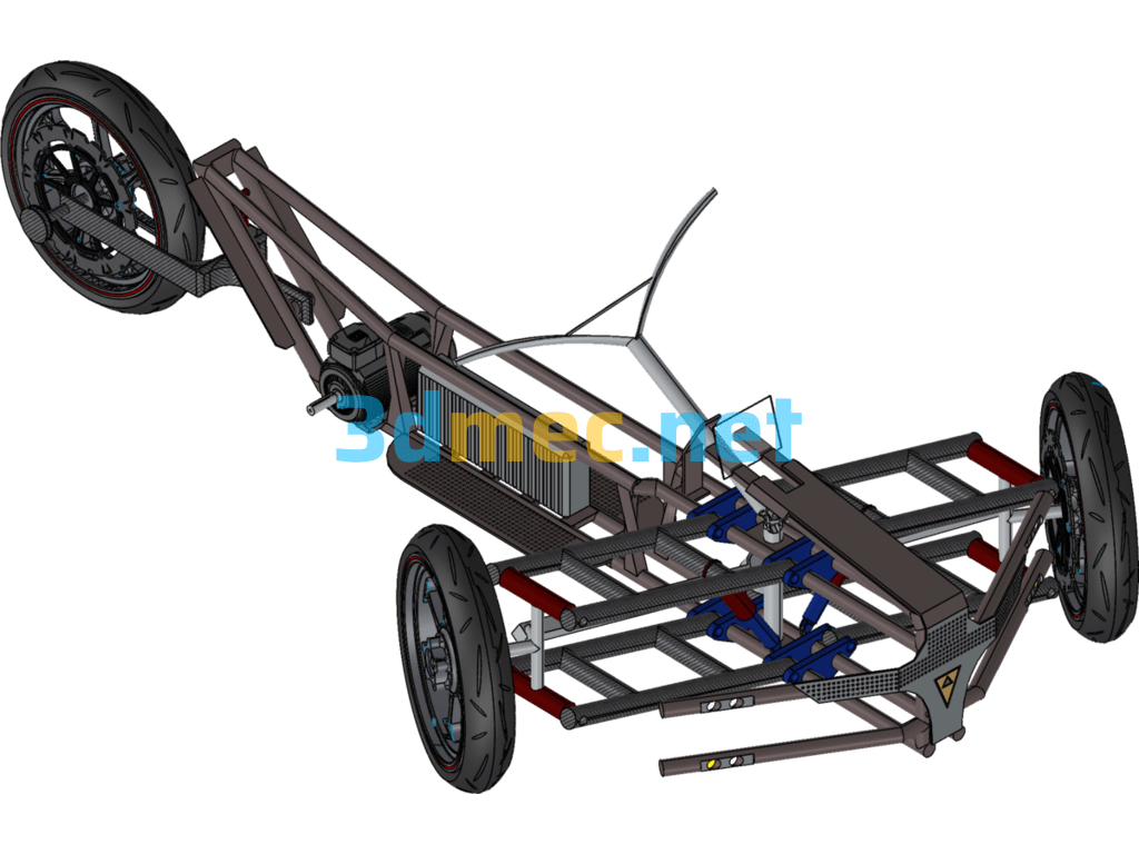 Boutique Three-Wheeled Motorcycle - 3D Model SolidWorks Free Download