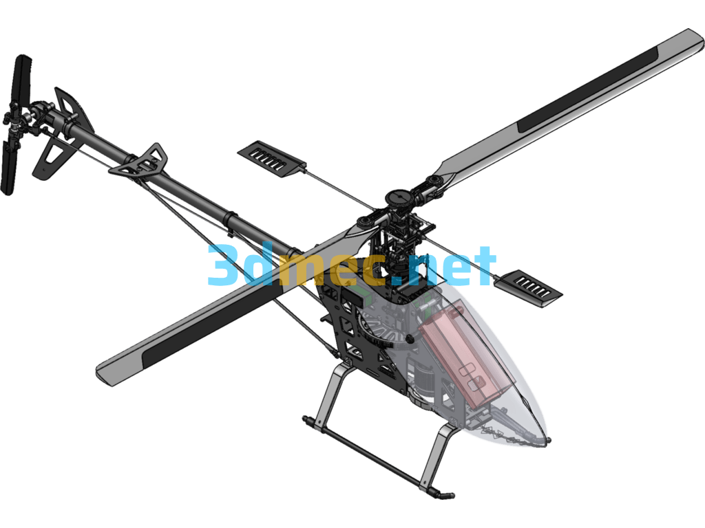 Model Helicopter With Complete Parts - 3D Model SolidWorks Free Download