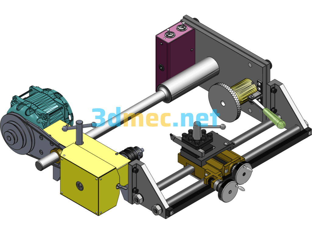 Homemade Classic Lathe - 3D Model SolidWorks Free Download