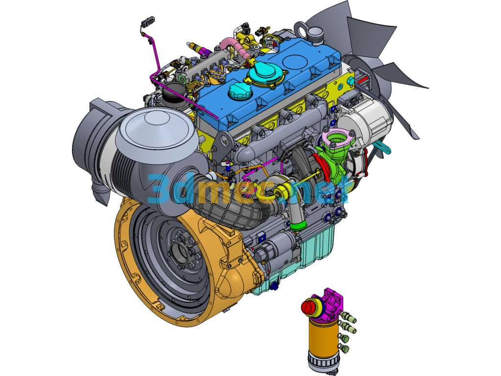 1104D-E44TA Perkins Diesel Engine - 3D Model SolidWorks Free Download