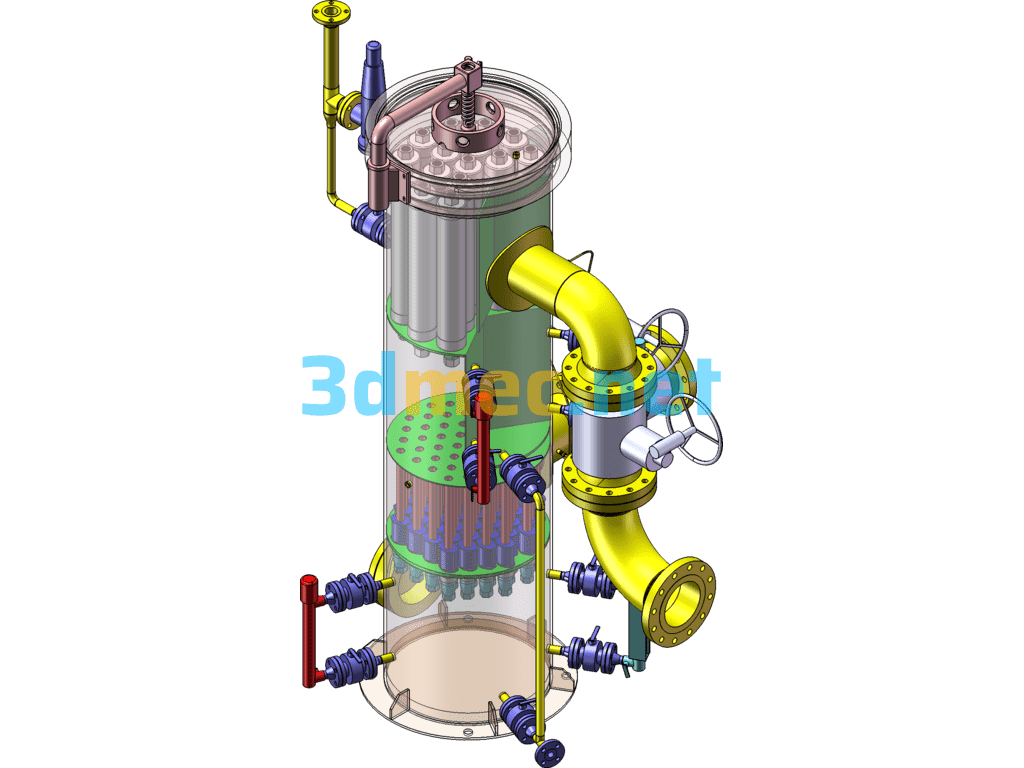 Natural Gas Dehydration Cyclone Filter - 3D Model SolidWorks Free Download