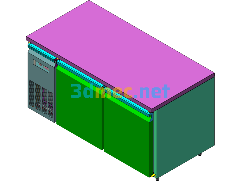 Frozen Standard Air Refrigeration And Freezing Workbench (1500x750) - 3D Model SolidWorks Free Download