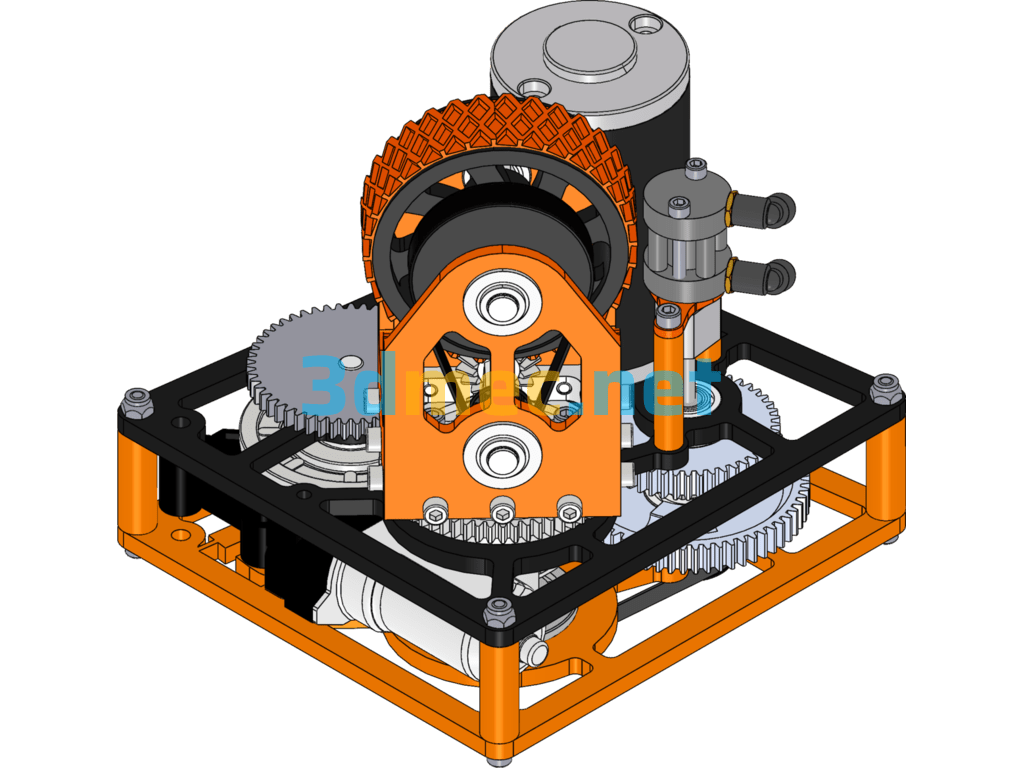 I2 Gear Reduction Drive Wheel Mechanism - 3D Model SolidWorks Free Download