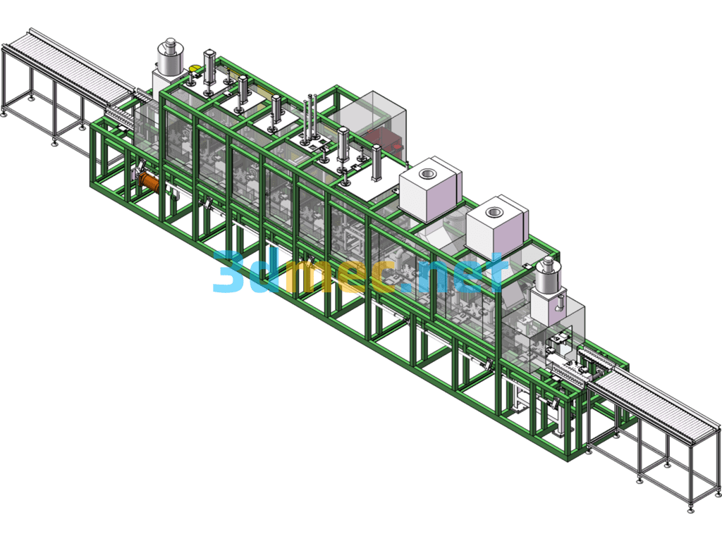 Automobile Engine Cylinder Block And Cylinder Head Lifting Step-By-Step Cleaning Machine - 3D Model SolidWorks Free Download