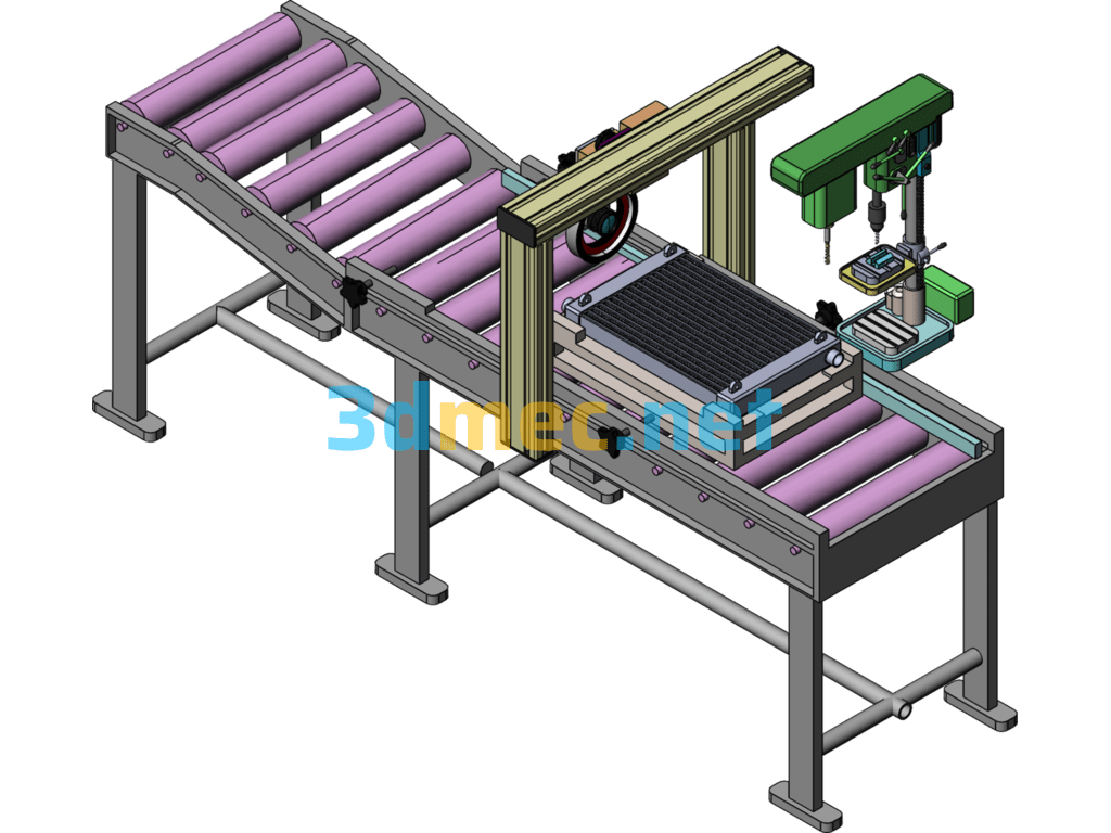 Conveyor For Radiators With Barcode Recognition - 3D Model SolidWorks Free Download