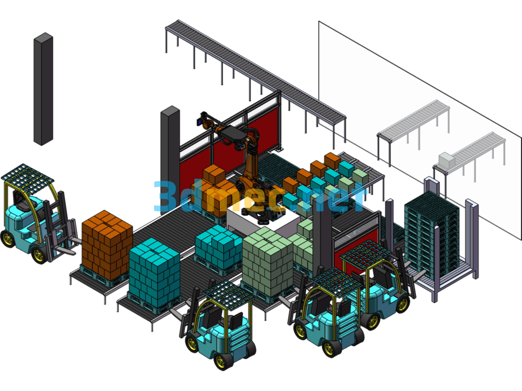 Robot Palletizing Design - 3D Model SolidWorks Free Download