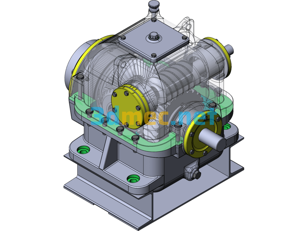 Differential Worm Gear Reducer - 3D Model SolidWorks Free Download