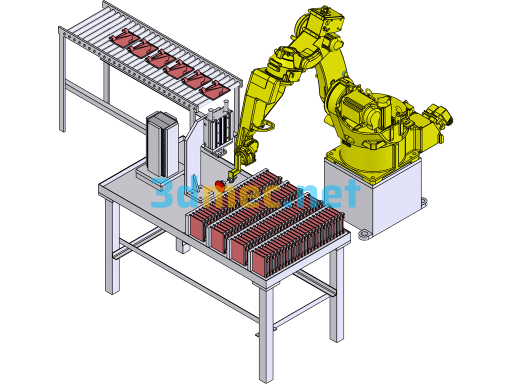 Solution For Robot Assembly Of Box Covers (Automatic Assembly Machine For Refrigerator Box Covers) - 3D Model SolidWorks Free Download