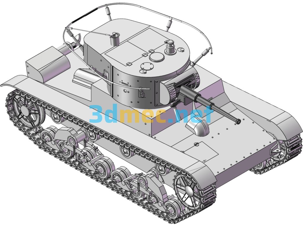 Soviet T-26 Light Tank - 3D Model SolidWorks Free Download