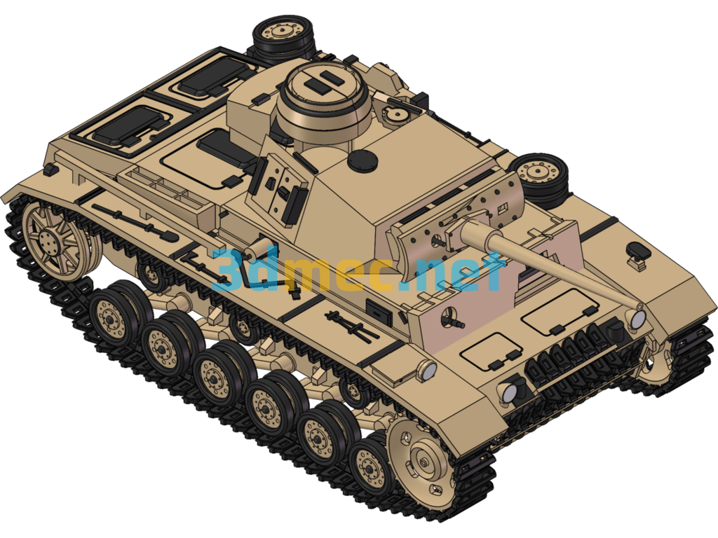 German Panzer III (Armored Fighting Vehicle) - 3D Model SolidWorks Free Download