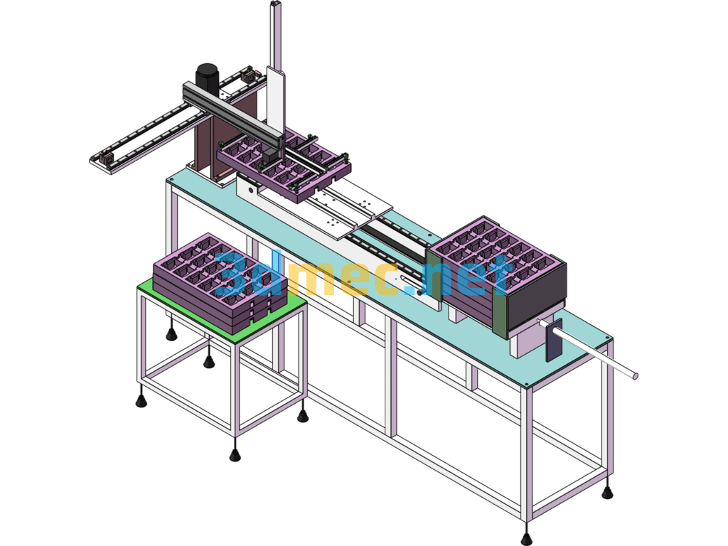 Robotic Automatic Tray Loading Machine (Robotic Automatic Tray Placing Equipment) - 3D Model SolidWorks Free Download