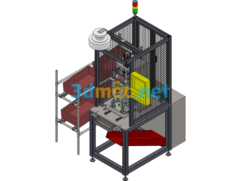 Two-Axis Automatic Pin Oiling Press Machine - 3D Model SolidWorks Free Download