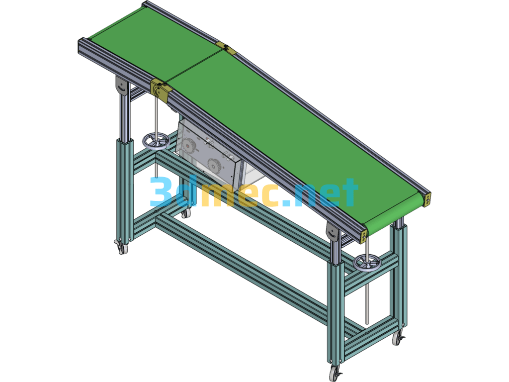 2m Long 400mm Wide Conveyor Belt - 3D Model SolidWorks Free Download