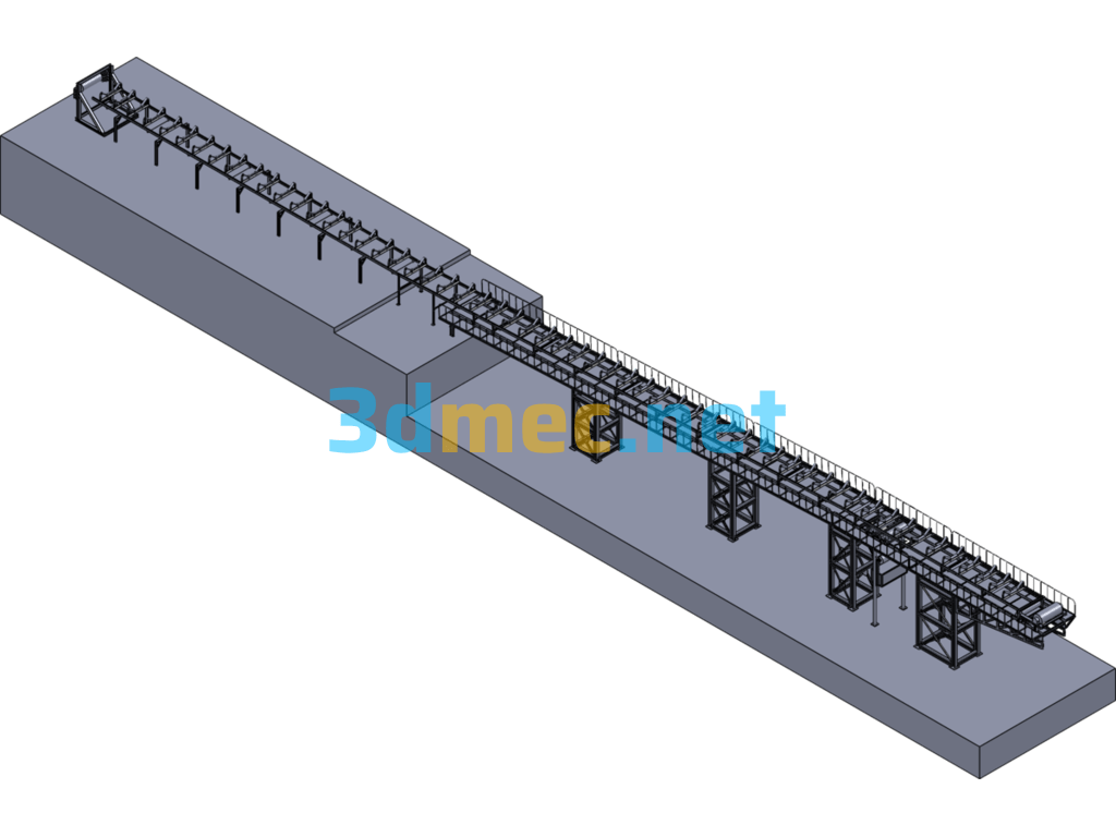 73m Super Long Belt Conveyor Equipment - 3D Model SolidWorks Free Download