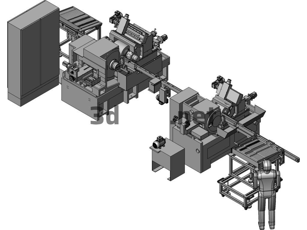 Fully Automatic Centerless Grinder Production Line - 3D Model SolidWorks Free Download