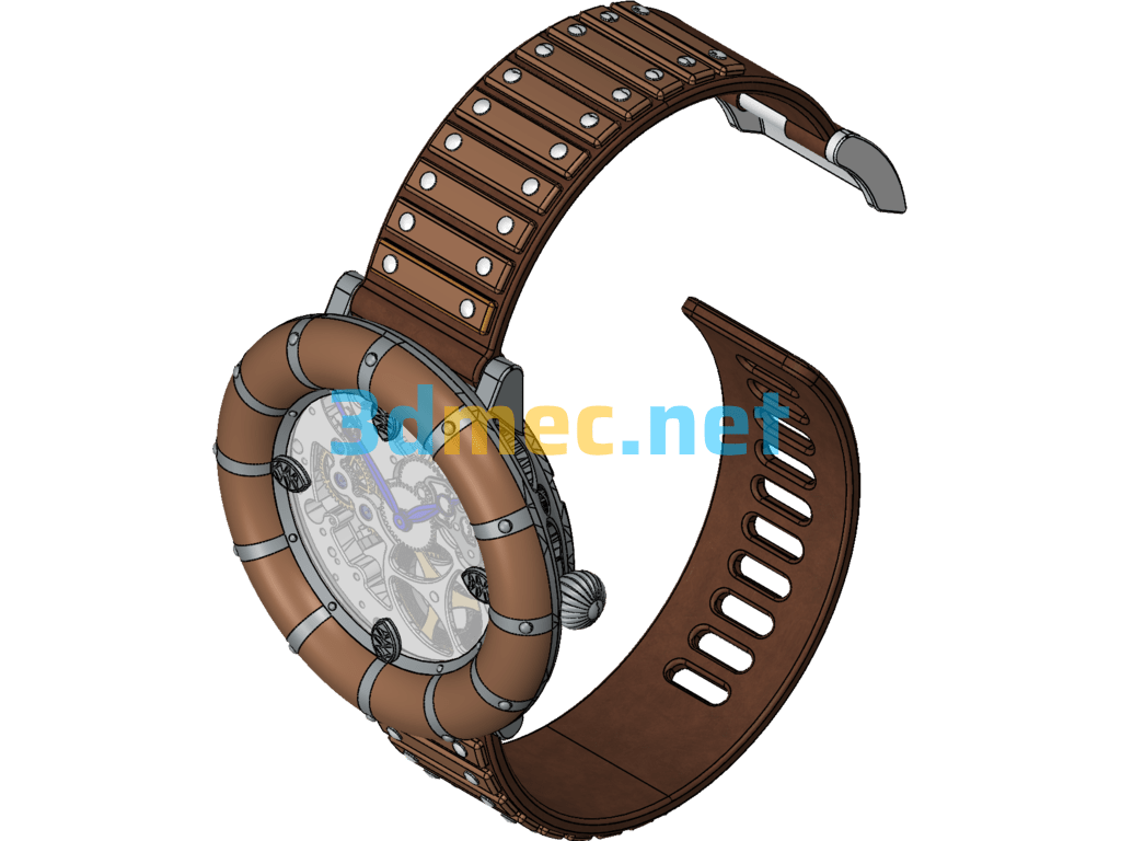 Watches With Wood Chip Decoration Design - 3D Model SolidWorks Free Download