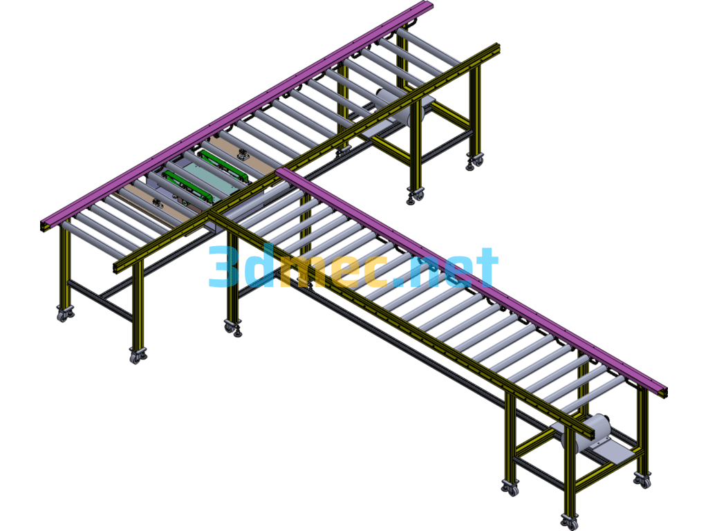 Roller Line (With Blocking And Transfer Mechanism) - 3D Model SolidWorks Free Download