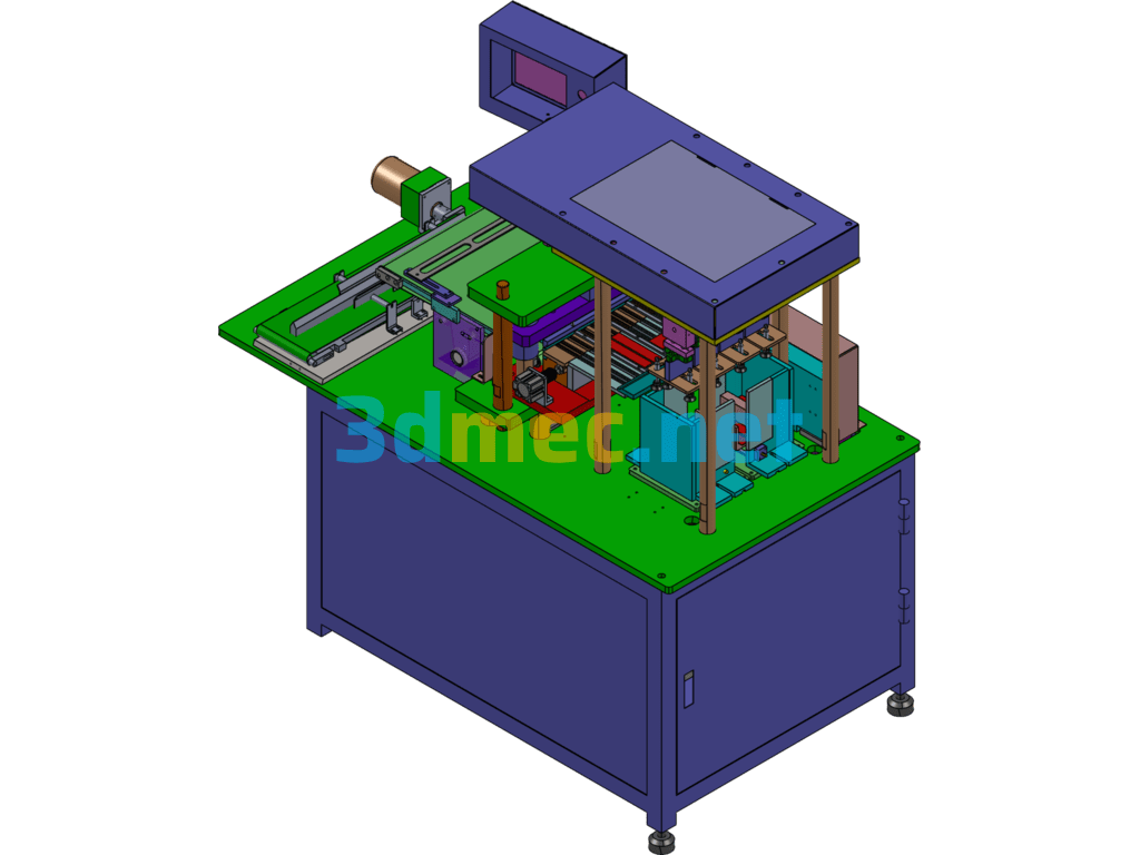 NiMH And Lithium Battery Cylindrical Battery Pole Piece Cutting Machine - 3D Model SolidWorks Free Download