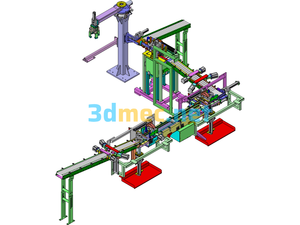 Large Assembly Line Consisting Of Roller Conveyor And Related Equipment - 3D Model SolidWorks Free Download