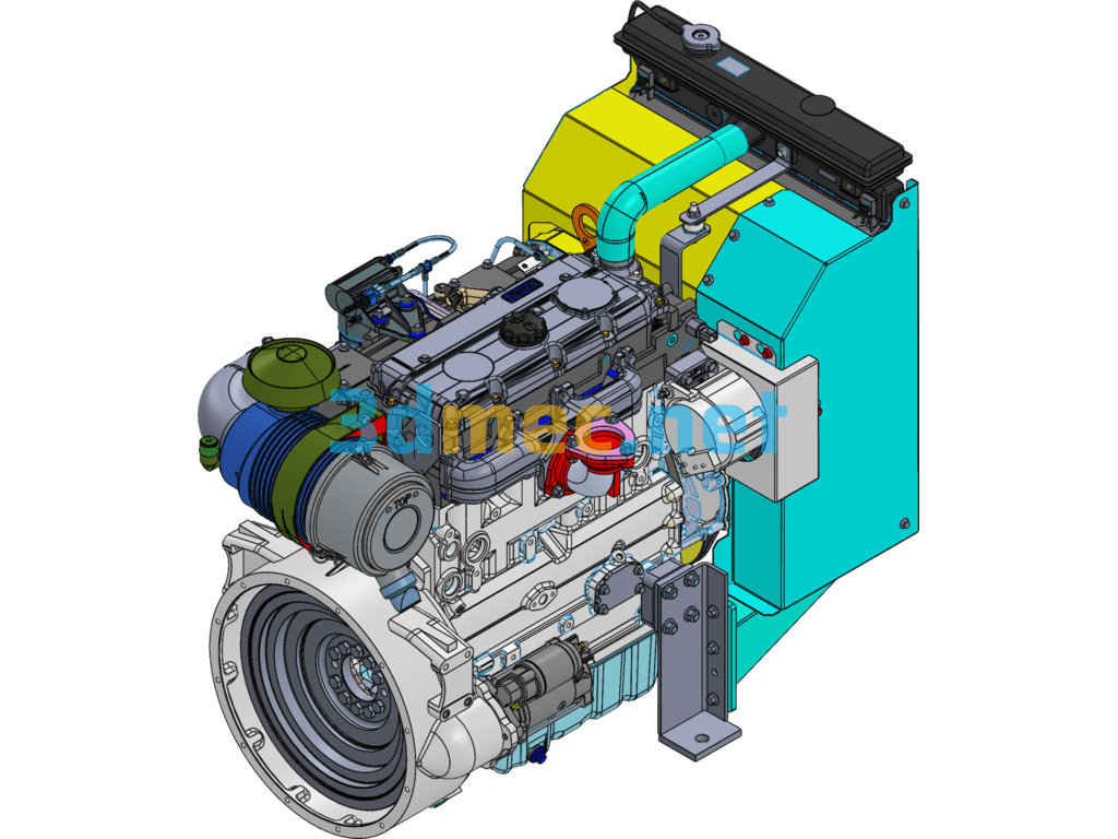 Perkins Diesel Engine (Including Radiator Intercooler) - 3D Model SolidWorks Free Download