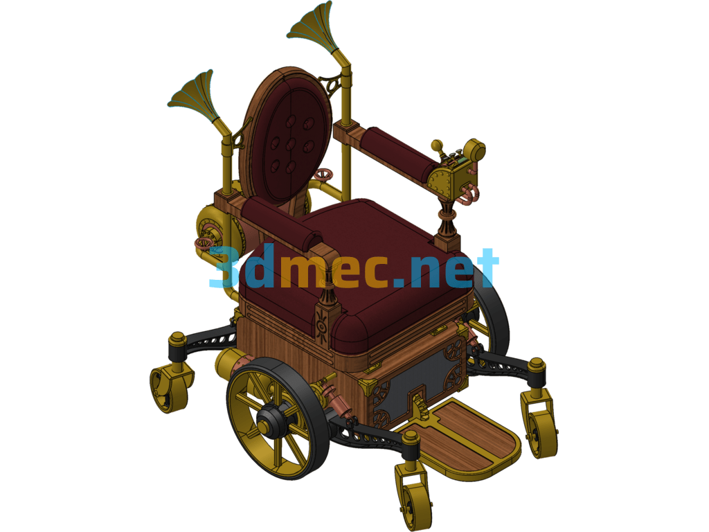 Steampunk Mechanical Wheelchair - 3D Model SolidWorks Free Download