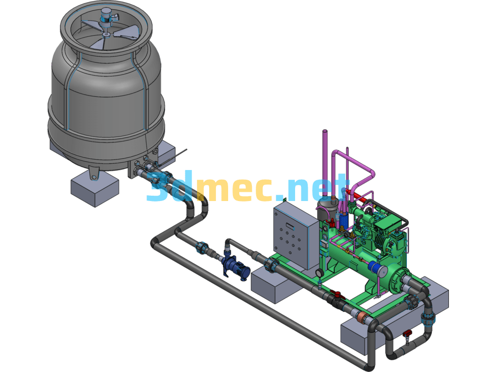 Condensing Unit And Cooling Tower - 3D Model SolidWorks Free Download