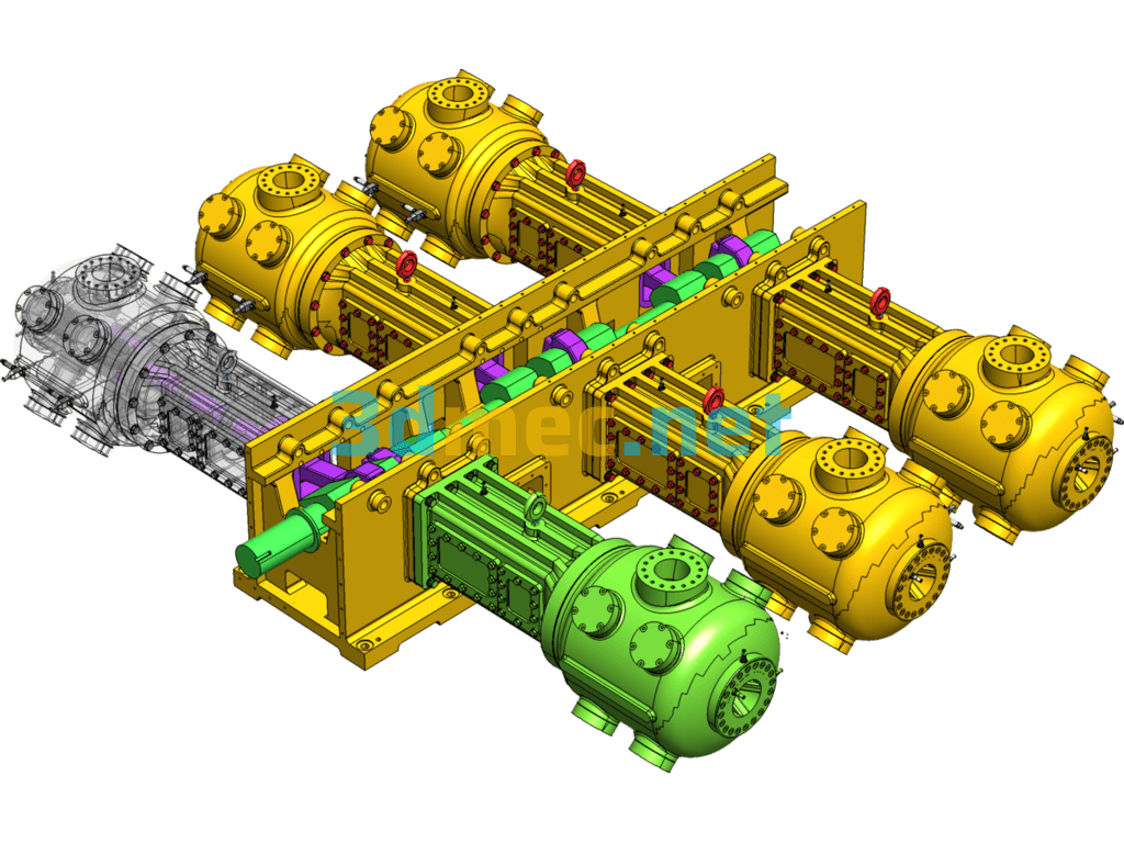 Ariel Six Cylinder Compressor - 3D Model SolidWorks Free Download