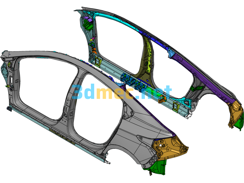 Car Body-In-White Side Design - 3D Model SolidWorks Free Download