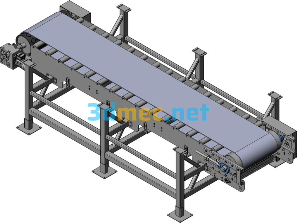 Belt Conveyor Loading Equipment With Hopper - 3D Model SolidWorks Free Download