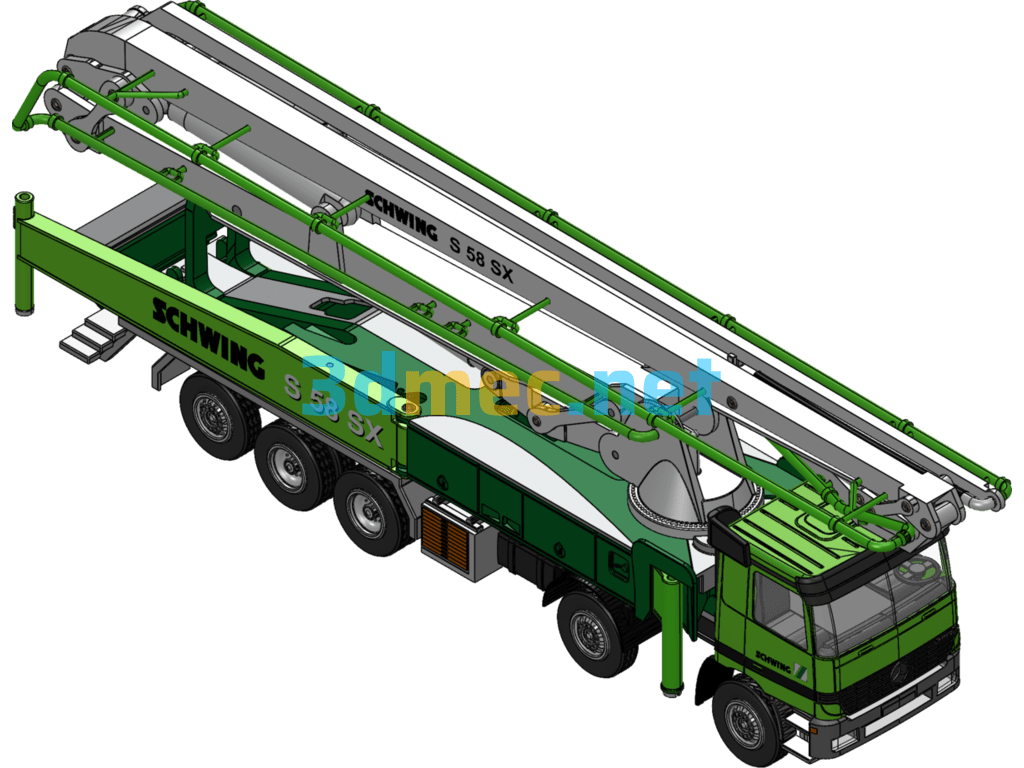 Cement Pouring Truck, Concrete Pump Truck - 3D Model SolidWorks Free Download