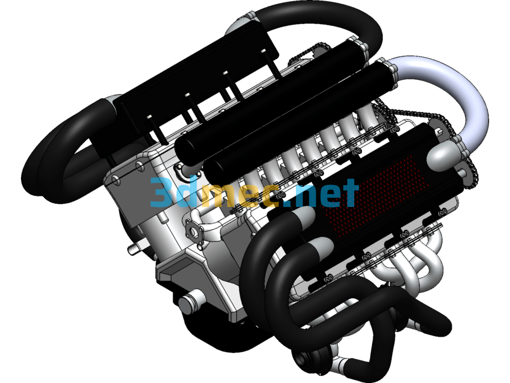 W-Type 16-Cylinder Direct Injection Engine [Complete Internal Structure W16 Engine] - 3D Model SolidWorks Free Download