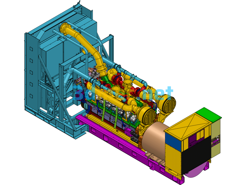 High Horsepower Diesel Engines, Large Equipment Engines - 3D Model SolidWorks Free Download