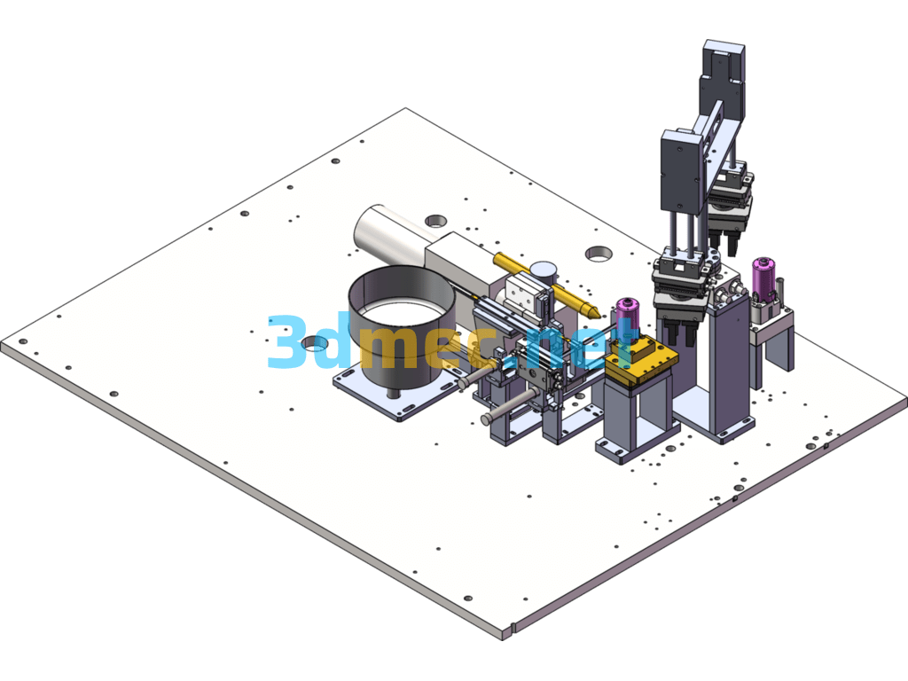 Casing Vibration Plate Material Feeding Welding And Unloading Mechanism - 3D Model SolidWorks Free Download