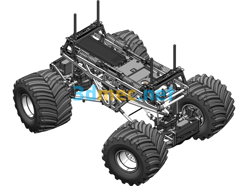 Detailed Car Chassis And Its Wheel Assembly - 3D Model SolidWorks Free Download