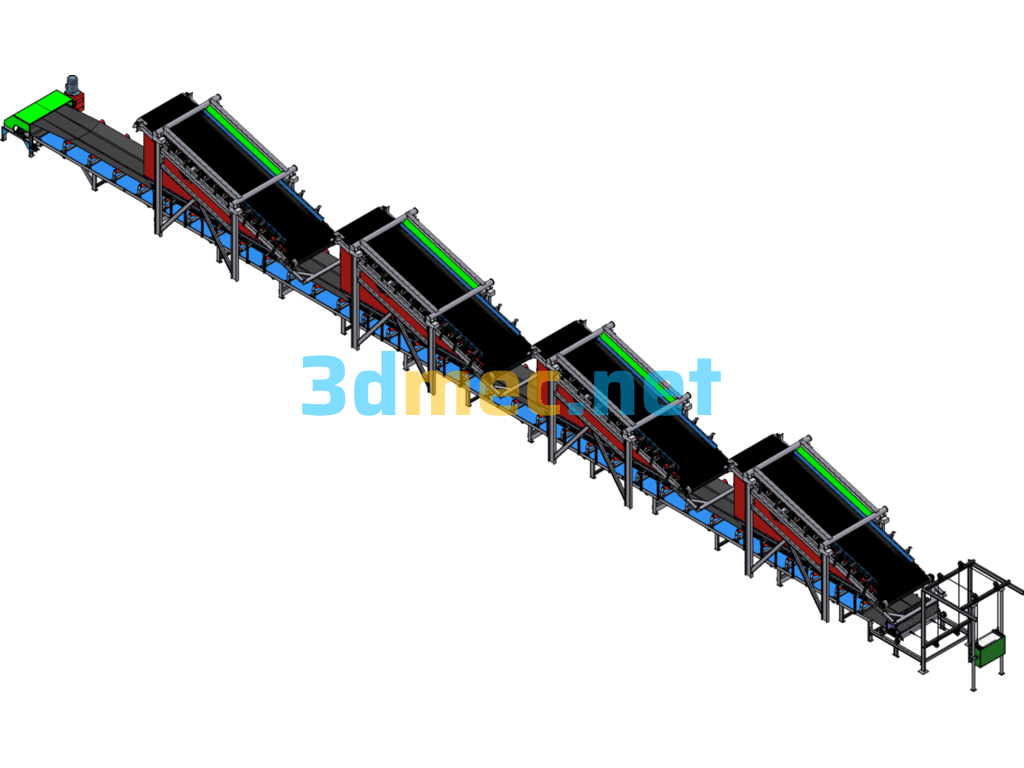 1600x42000 Belt Conveyor - 3D Model SolidWorks Free Download