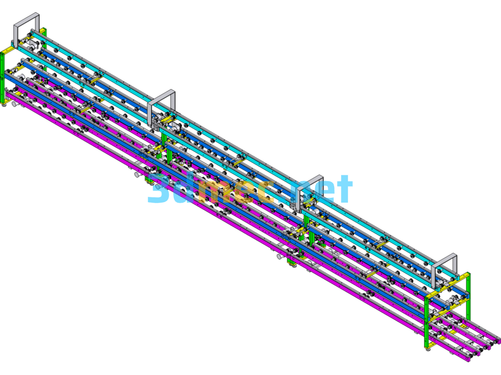 Core Wire Welding Belt Line, Non-Standard Belt Line, Three-Layer Belt Line Conveyor Line - 3D Model SolidWorks Free Download