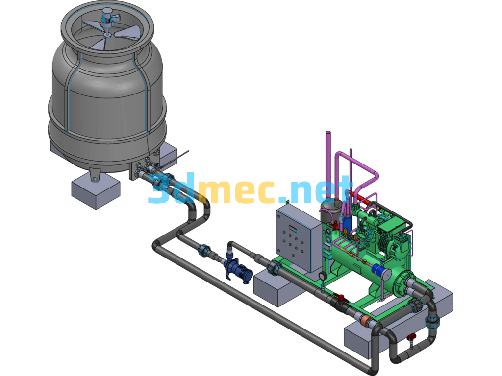 Cooling Tower Condensing Unit - 3D Model SolidWorks Free Download