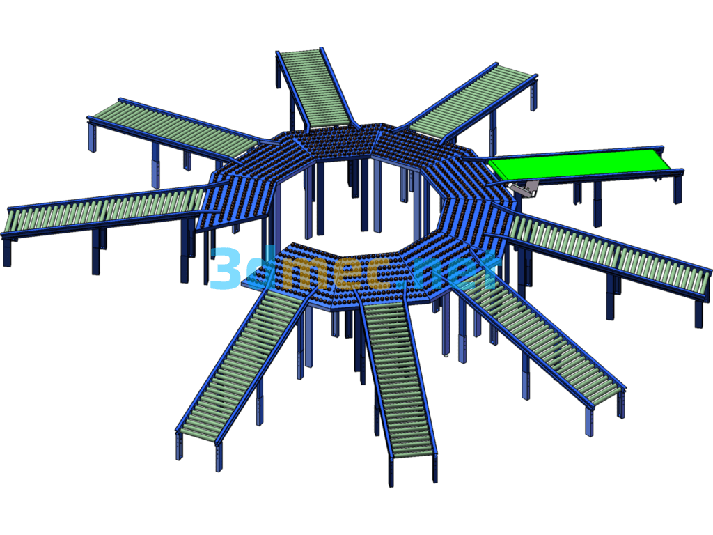 Product Conveyor Roller Line - 3D Model SolidWorks Free Download