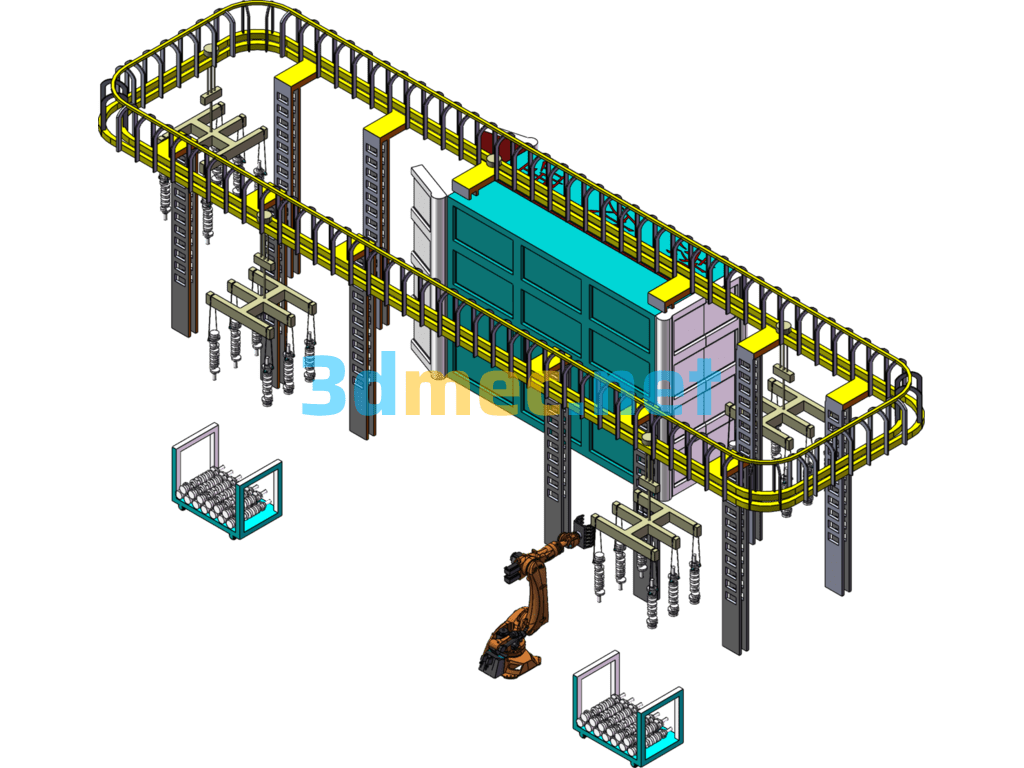 Crankshaft Heat Treatment Robot Loading And Unloading Equipment - 3D Model SolidWorks Free Download