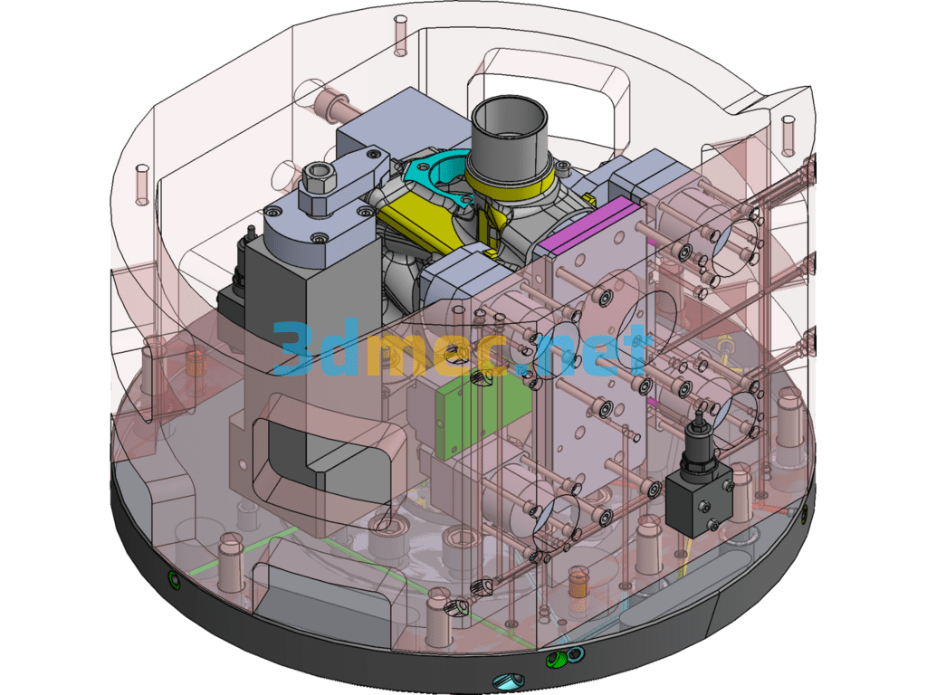 Vertical Lathe Hydraulic Fixture Diagram - 3D Model SolidWorks Free Download