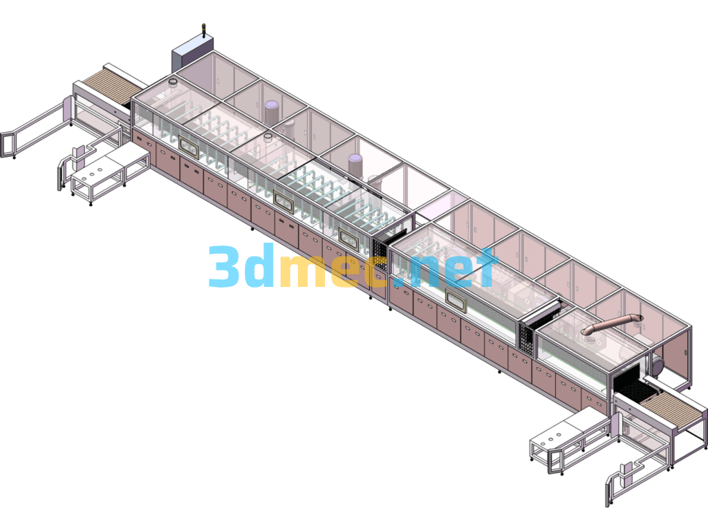 Tunnel Type Cleaning And Drying Machine - 3D Model SolidWorks Free Download