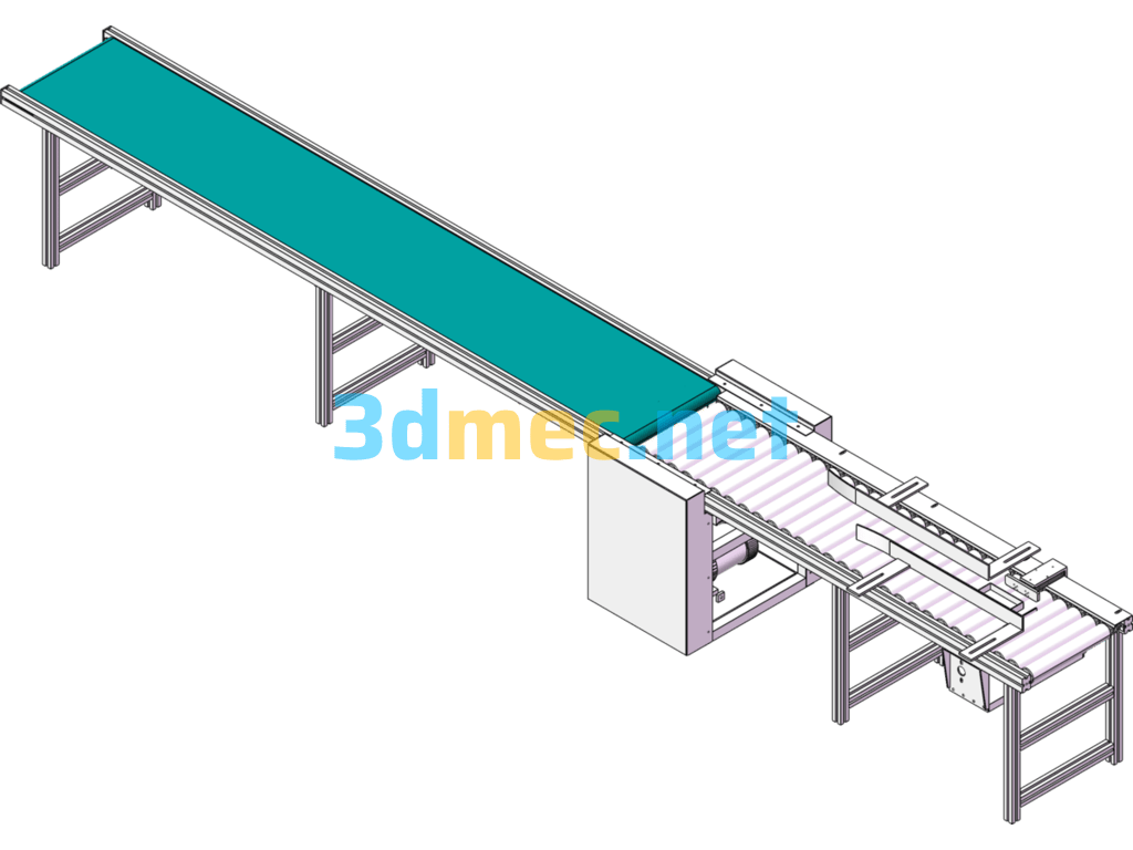 Roller Belt Conveyor Line - 3D Model SolidWorks Free Download