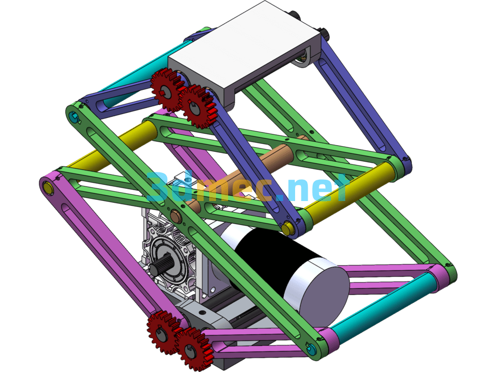 Electric Scissors Cross Lift Mechanism - 3D Model SolidWorks Free Download