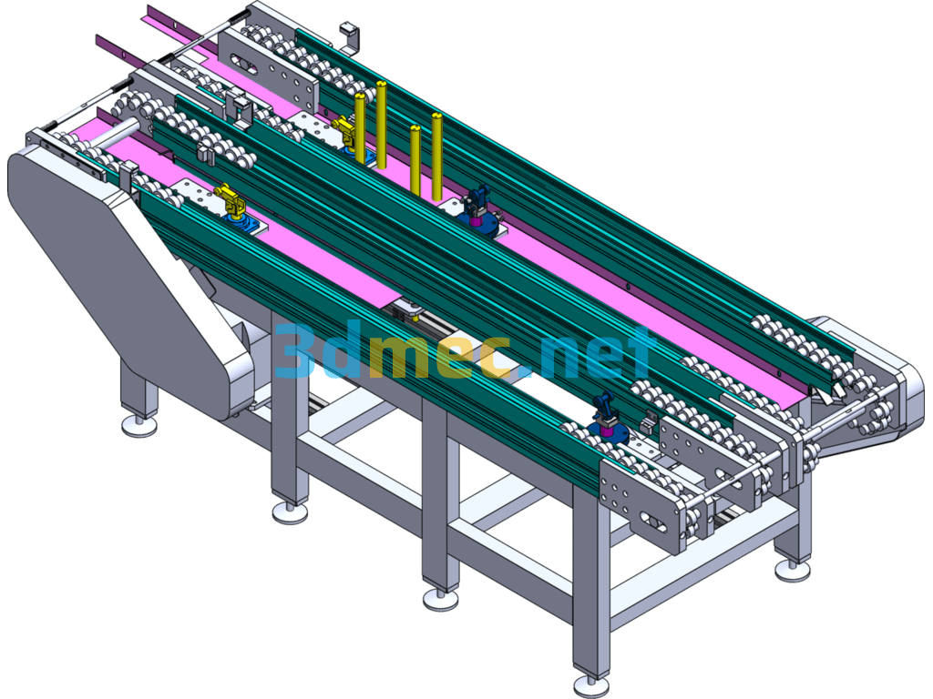 Multiple Chain Conveyor Line - 3D Model SolidWorks Free Download