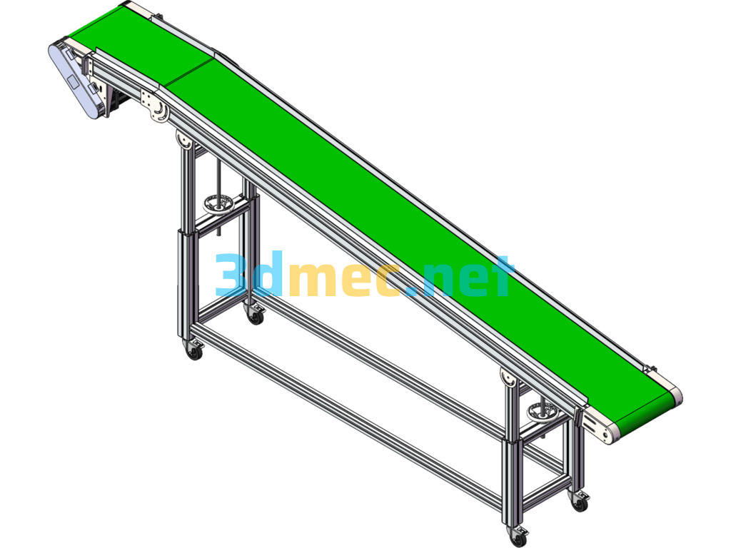 Platform + Slope Machine Side Conveyor - 3D Model SolidWorks Free Download