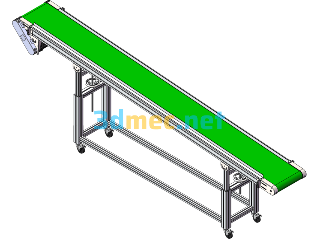 Machine Side Conveyor With Adjustable Height On Both Sides - 3D Model SolidWorks Free Download