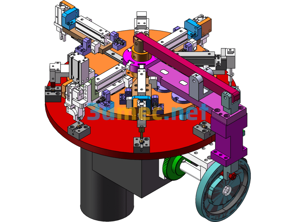 Turntable Assembly Parts Mechanism 70DF Divider (German Equipment) - 3D Model SolidWorks Free Download