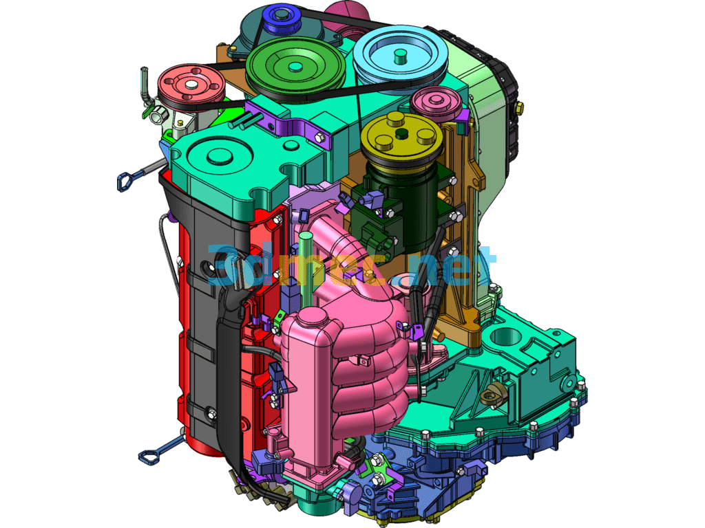 Electronic Fuel Injection Engine, Electronically Controlled Gasoline Engine - 3D Model SolidWorks Free Download