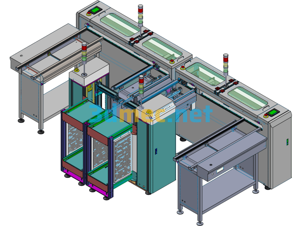 Overall Diagram Of Electronic Product Automated Production Line Equipment - 3D Model SolidWorks Free Download