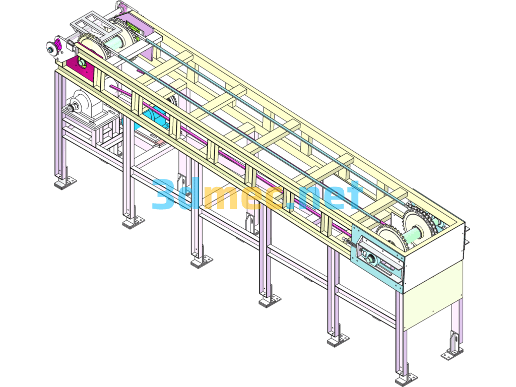 Production Line Feeding Mechanism - 3D Model SolidWorks Free Download